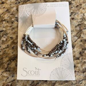 Scout Multi-Strand Beaded Bracelet in Brown and Light Blue - NEW